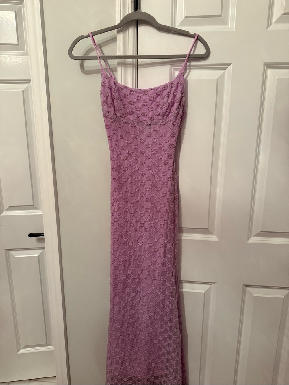 Bardot Lilac Lace Midi Slip Dress